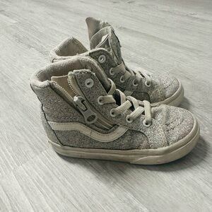 Vans Kids Sneakers in Glittery Silver and White
